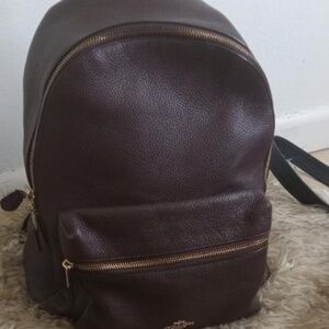 Coach brown grain leather backpack